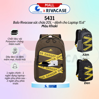 [HỎA TỐC] Balo Rivacase 5431 sức chứa 20L - dành cho Laptop 15.6" - Hàng chính hãng - Bảo hành 23 tháng