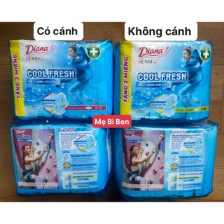 [GÓI LỚN 20+2 MIẾNG] Băng vệ sinh Diana Sensi Cool Fresh siêu mỏng cánh gói 20 miếng 23cm mặt bông - Chính Hãng