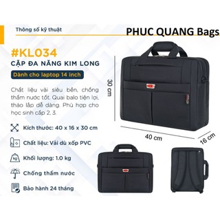 Cặp xách học sinh màu đen đa năng kim long #kl034