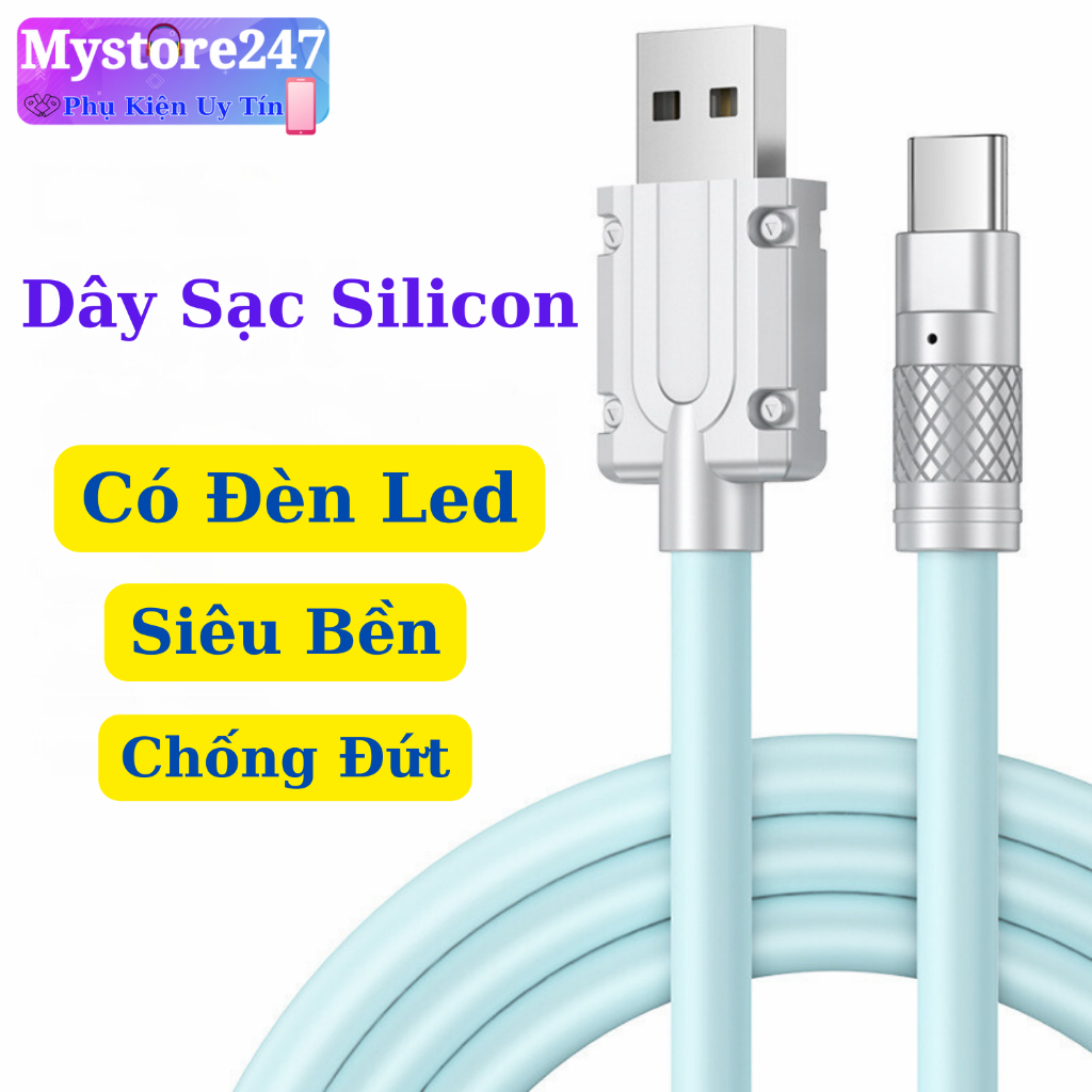 Dây Cáp Sạc Nhanh Siêu Bền Micro USB Type C Bằng Silicone