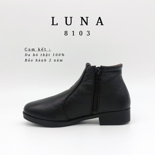 Giày Bốt Nữ Boot nữ LUNASHOES 8103 Da bò 100% cao 3p đế tpr chống trơn lót siêu êm bảo hành 2 năm