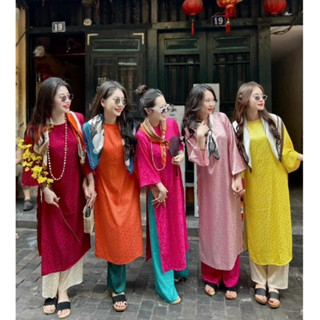 Áo Dài gấm tơ Dáng Suông , Áo Dài cách tân Chất Liệu Gấm Tơ Cao Cấp thoải mái khi mặc mã 0268