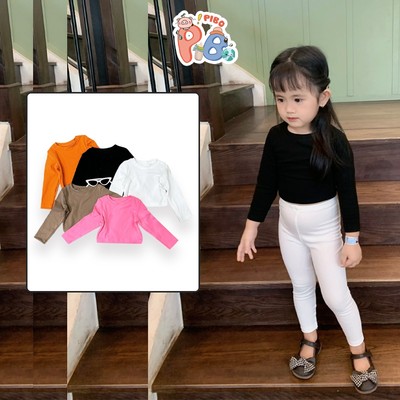 Áo Croptop Dài Tay Cho Bé Gái Màu Xinh Xắn, Áo Croptop Bé Gái-CRDT