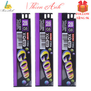 Combo 3 tuýp ruột chì Gold 2b ngòi 0.5mm hiệu D.A P&T, ruột thay bút chì bấm, compa