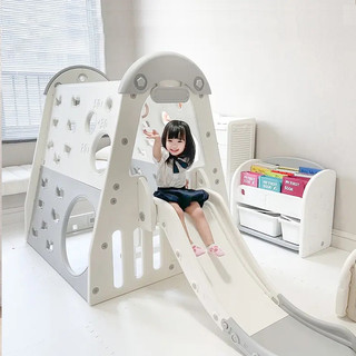 Bộ nhà trượt liên hoàn 5in1 cho bé kèm xích đu, bóng rổ chất liệu nhựa nguyên sinh cao cấp