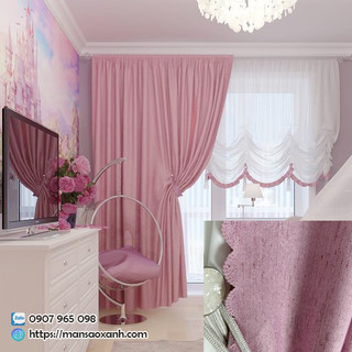 Rèm cửa sổ cửa đi rèm Vải Bố Màu Hồng Baby dể thương đáng yêu DEMI Nhận may theo yêu cầu riêng