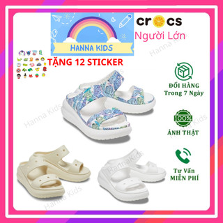 Dép Cross 2 Quai Ngang Đế Cao 7cm HannaKids Cho Nữ Crocs Sandal Crush Classic Độn Đế Form Hàn Đi Biển Chống Trơn Trượt