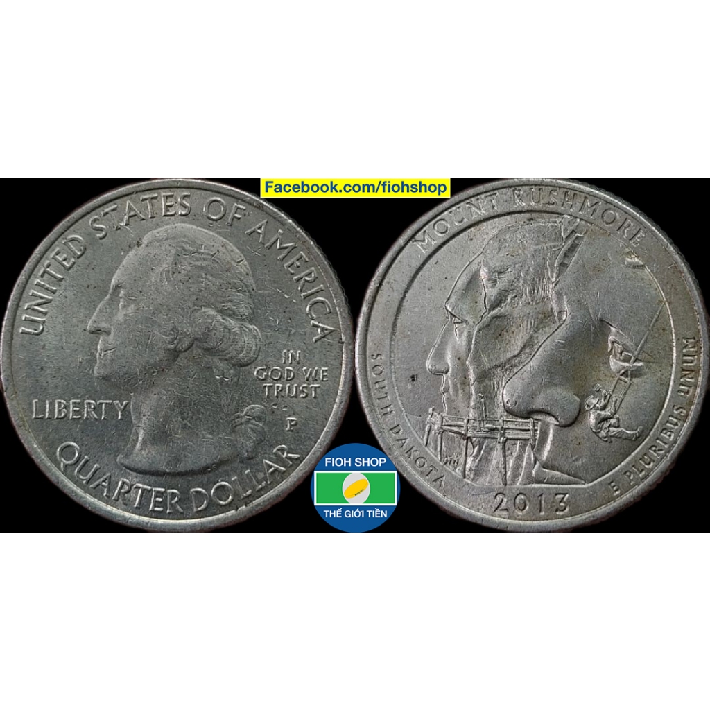 Đồng xu Quarter Dollar Mỹ (United States) 2013, Mount Rushmore