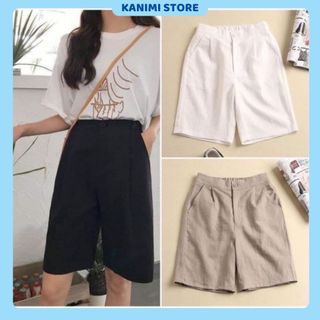 Quần Short Ngố Chất Đũi Hàn Mềm Mát Kanimi K16 Quần Phong Cách Ulzzang Có Khoá Kéo