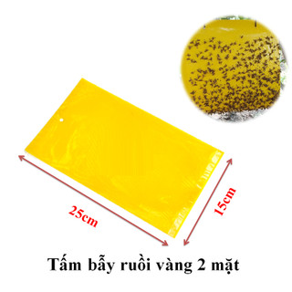 Set 5 miếng dán bẫy côn trùng, ruồi vàng kích thước 15cmx25cm