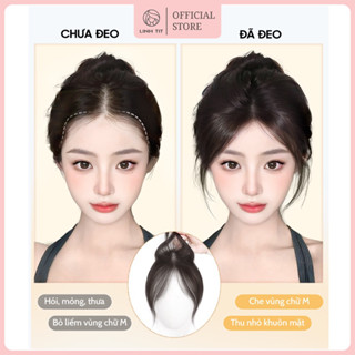 [BẢN NÂNG CẤP] Phủ mái DS chữ M tóc thật 100% (Tặng combo phụ kiện) Tóc che hói phủ bạc | Tóc giả Linh Tít