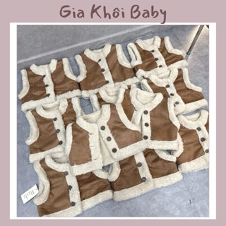 Áo khoác gile da lộn cho bé, áo khoác gile lót lông cho bé trai và bé gái