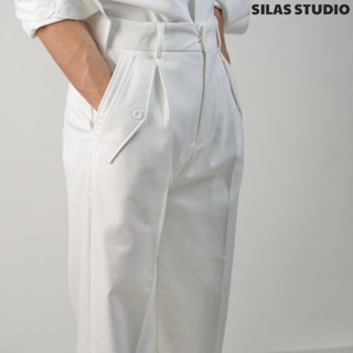 Quần Âu Nam Ống Suông SILAS Giả Nắp Túi Chất Kaki Cotton Form Đứng ,quần tây âu ống suông nam cạp trung