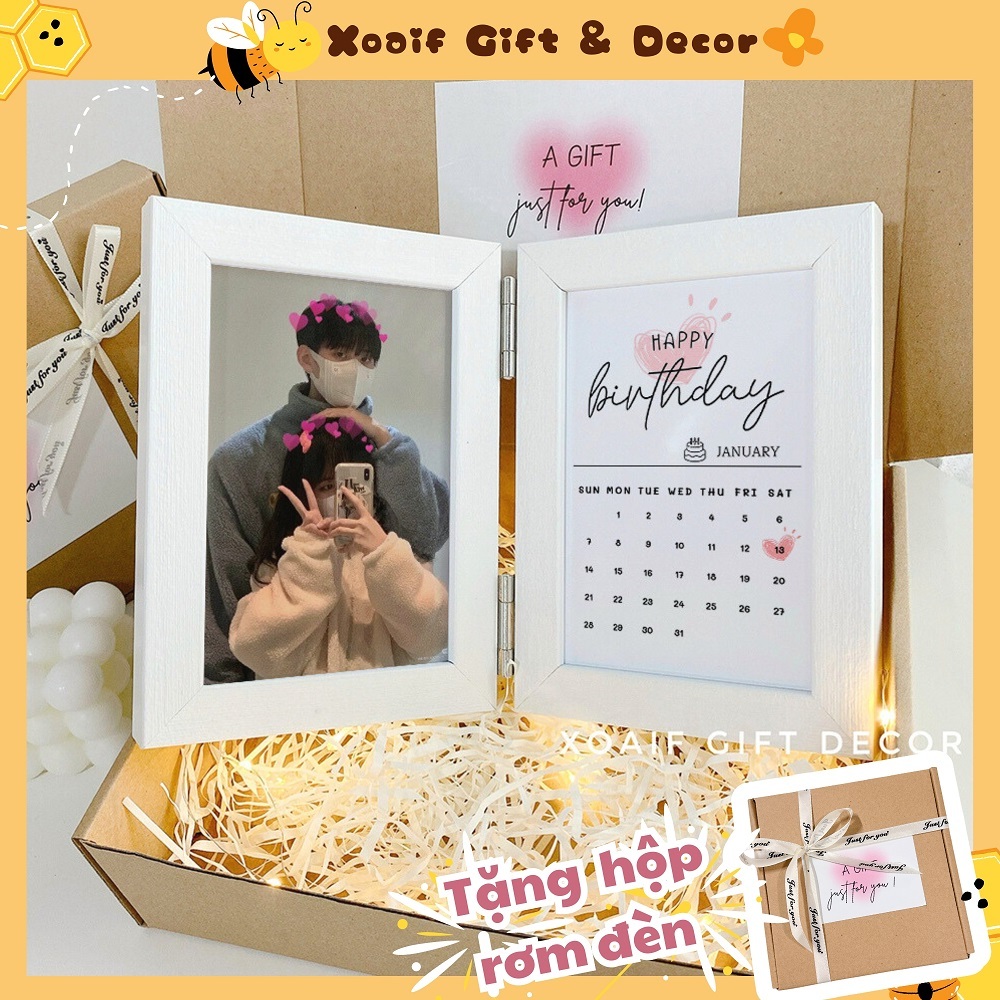 [TẶNG HỘP RƠM] Khung ảnh gấp đôi in ảnh theo yêu cầu làm quà tặng người yêu sinh nhật, kỉ niệm tình yêu