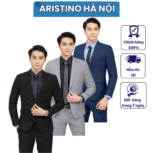 (XẢ KHO SIZE L LỖI NHẸ) Bộ suit, bộ vest nam Aristino thiết kế 1 khuy form slim co giãn nhẹ ASUR01