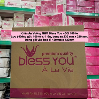 [Thùng 60 Bịch] Khăn Ăn Vuông Nhỏ 12cm x12cm BLESS YOU Bịch 100 Tờ (Bibistore TB)