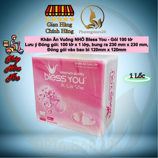 (Hoả Tốc HCM) Khăn Ăn Vuông Nhỏ BLESS YOU Bịch 100 Tờ ̣(Bibistore TB)