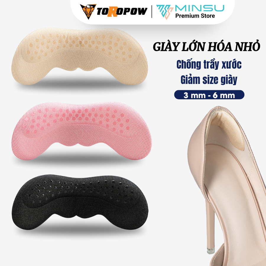 Lót Gót Giày 4D Massage MINSU M5515 Mút Eva Đàn Hồi Êm Chân, Hạt Silicon Chống Tuột, Giảm Ma Sát, Bảo Vệ Gót Chân