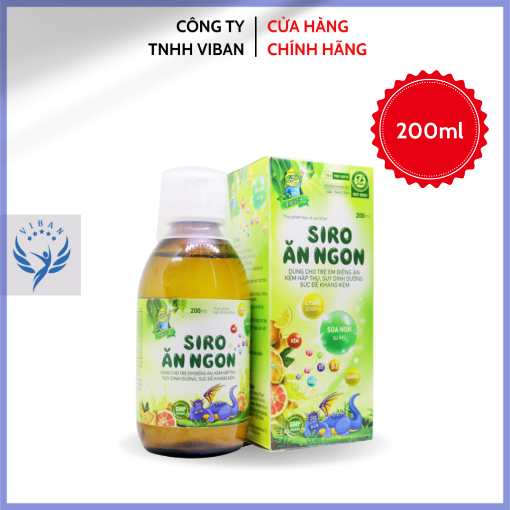 Siro ăn ngon TASTY 200ml cho bé Ăn ngon, kích thích vị giác, tăng cường hấp thụ - Dkpharma