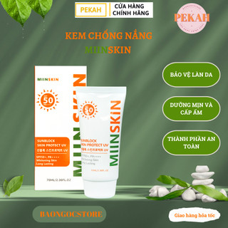 Kem chống nắng miinskin nâng tông da, kcn vật lý phổ rộng và bảo vệ da khỏi uva/uvb spf50+ pa++++
