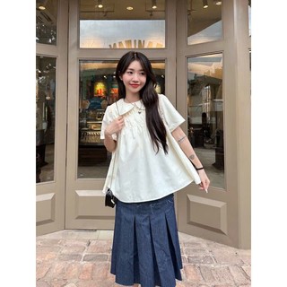 Áo sơ mi kiểu babydoll, Áo sơ mi miny cổ bèo bo chun dễ thương by Cimie Closet
