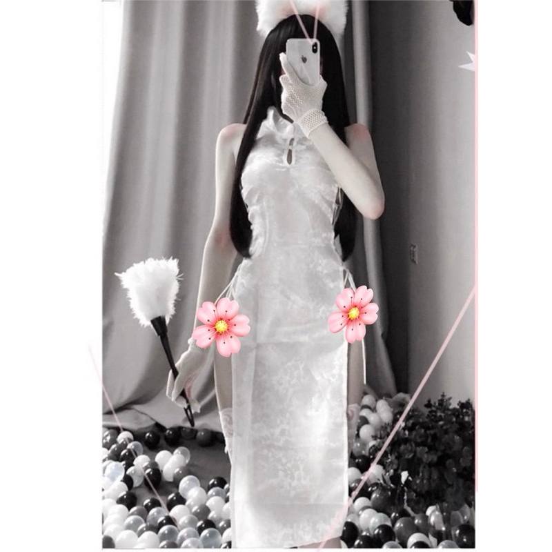 Tặng kèm chip - Váy ngủ sườn xám dây đan gợi cảm ( không kèm tất ren)