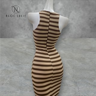 D767 - Đầm Body Dài Sát Nách Sọc Basic - Ngọc Lucie