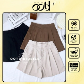Quần short ngố vải bigsize nữ xếp ly lưng chun
