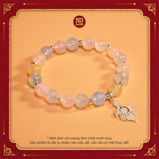 TINH LÂM Vòng Tay Phong Thủy Đá Beryl 3A 8,5 Li - Charm Bạc Long Vĩ