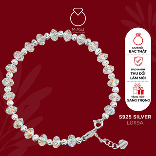 Lắc tay nữ Vòng tay nữ pha lê charm bi bạc thật miễn phí xi Kim L0119 L0119A