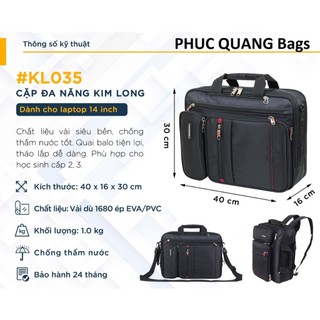 Cặp xách học sinh màu đen đa năng kim long #kl035