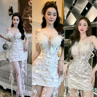 đầm body kim tuyến đính ren thêu treo dự tiệc kèm hình thật cuối