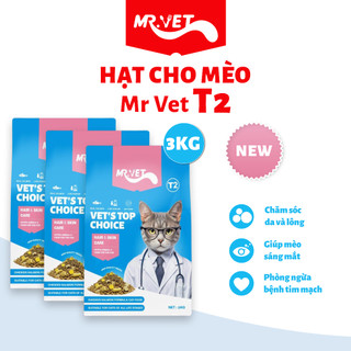 Thức Ăn Cho Mèo MRVET Thế Hệ T2 Mới, Combo 3 Gói 1KG Tăng Cường Omega 3 Giúp Mượt Lông, Giảm Rụng