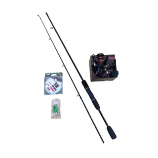 Bộ cần lure Sói Đen kèm máy giá Cần câu lure máy đứng Deukio FS 2000 tặng kèm phụ kiện