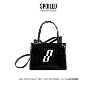  Túi đeo chéo Mini Spoiled quai cầm Da cao cấp chính hãng full box - Đen dập vân 