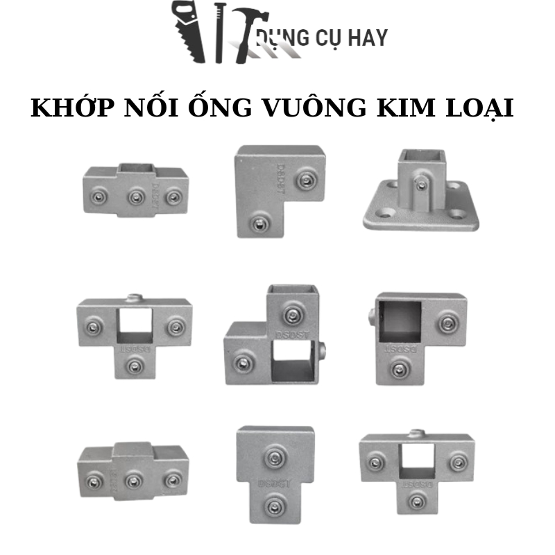 Khớp nối sắt hộp vuông,đầu khớp nối nhanh 25mmx25mm kim loại