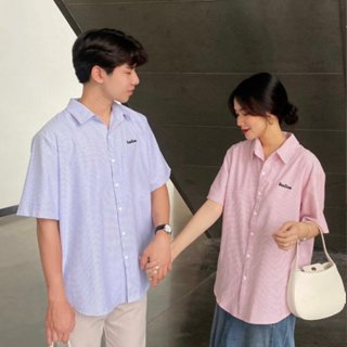 Áo Sơ Mi Tay Ngắn Nam Nữ Kẻ Sọc Teelab Local Brand Cao Cấp 3 Màu Xanh, Hồng, Xám