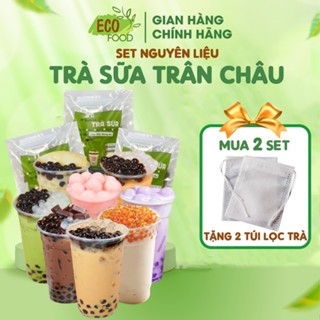 Set nguyên liệu pha trà sữa 15 Ly Phúc Long Thái Xanh Đường Đen set tự nấu- EcoFood
