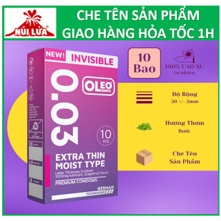 Bao cao su Siêu mỏng 0.03mm, Hương bưởi thanh mát OLEO INVISIBLE - hộp 10 cái
