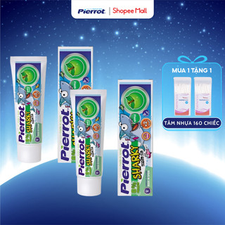 Combo 2 Kem Đánh Răng Trẻ Em Hương Táo PIERROT Sharky Chứa Calci Hữu Cơ 75ML Cho Bé Từ 2 Tuổi Trở Lên