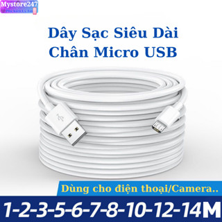 Dây Cáp Sạc Micro USB Dài 1M / 2M / 3M / 5M / 6M / 7M / 8M Chuyên Dụng Cho Camera / Điện Thoại / Cctv / Webcam