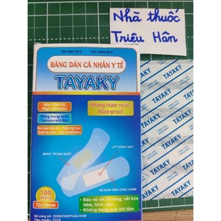 Hộp 100 miếng băng cá nhân trong không thấm nước, bám dính tốt, màng trong suốt