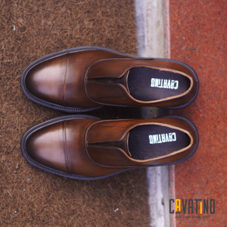 Giày tây nam da bò cao cấp không dây - Oxford Captoe Lazy- Giày nam Cavatino