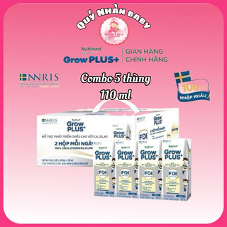 Combo 5 thùng sữa bột pha sẵn nutifood sweden growplus+ cao lớn vượt trội hộp 110 ml