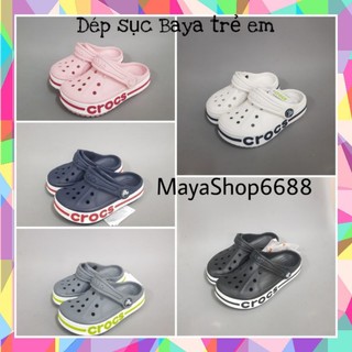 (Tặng 12 Sticker) Dép Sục Crocs Baya Cho Bé Trai Gái . Sản Phẩm Cao Cấp, Nhựa Không Mùi . Trống Trơn Trượt.