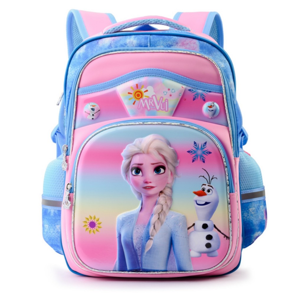 Balo cấp 1 Mr Vui 973B cho học sinh nữ lớp 2 lớp 3 lớp 4 cặp to rộng và nhiều ngăn( kích thước 41 x 