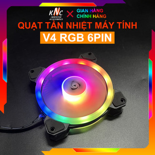 Quạt Tản Nhiệt Led RGB V4 Đen Kích Thước 12cm Chuẩn 6Pin Đồng Bộ Hub - Hàng New