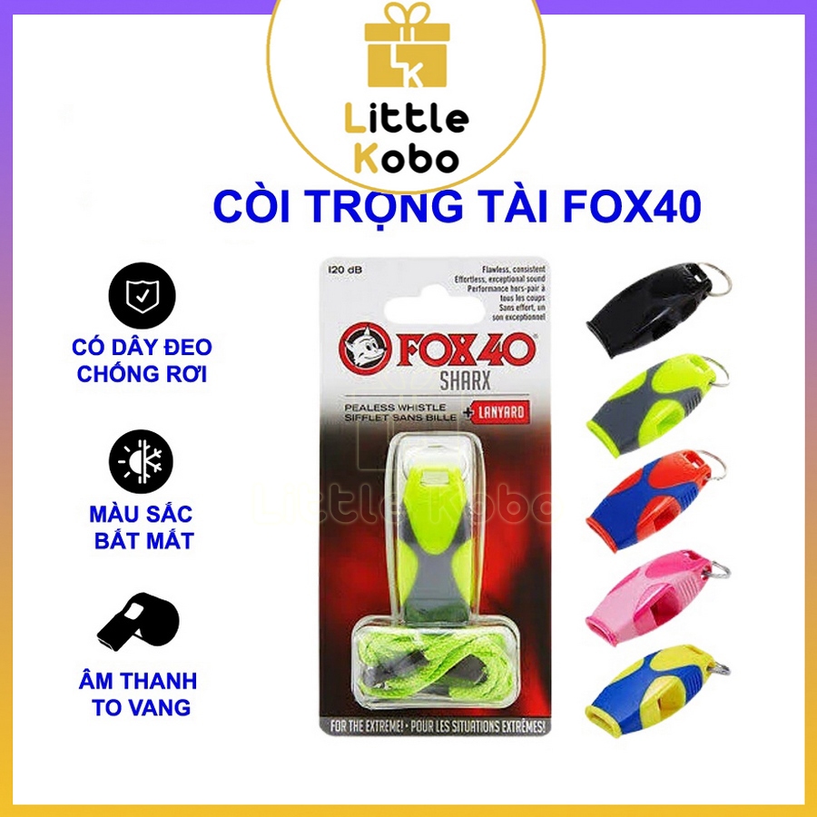 [Fox 40 Sharx] Còi Cá Mập Còi Trọng Tài Có Dây Còi Thổi To Vang Phụ Kiện Thể Thao Bóng Đá Đồ Chơi