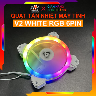 Quạt Tản Nhiệt Led RGB V2 Trắng Kích Thước 12cm Chuẩn 6Pin Đồng Bộ Hub - Hàng New