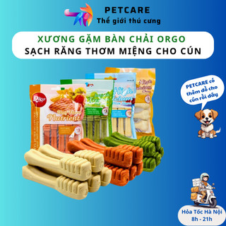 Xương gặm cho cún xương gặm canxi hình bàn chải Orgo 90g sạch răng thơm miệng PetcareHN